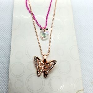 NWT Wonder Nation Heart & Butterfly Necklace